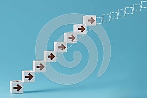 Start and continue growing. The concept of growth and development and increasing the quality level. Climb to success.