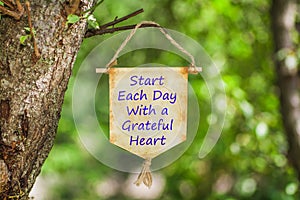 Start each day with a grateful heart on Paper Scroll