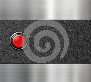 Start engine red blank button on black plastic and