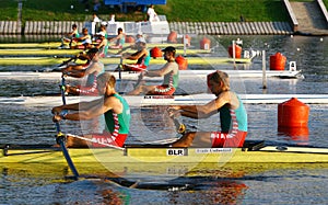 At the start of finals in rowing