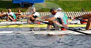 At the start of finals in rowing