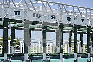 Start gates with numbers for the horse race