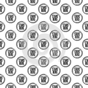 Start here button seamless pattern isolated on white background