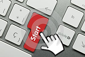 Start - Inscription on Red Keyboard Key