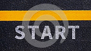 Start line on highway concept for business planning strategies and challenges or career path opportunities and change