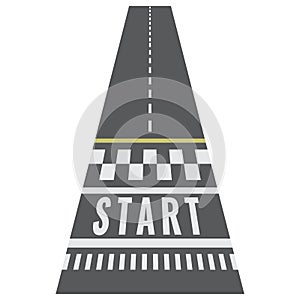 Start line racing background for your kart race track design in top view. Vector illustration.