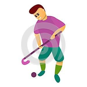 Start match field hockey icon, cartoon style