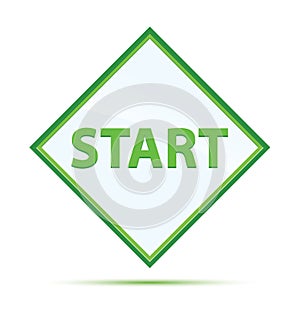 Start modern abstract green diamond button