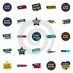 Start Now 25 Fresh Typographic Elements for a modern call to action campaign