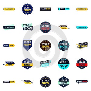 Start Now 25 Fresh Typographic Elements for a modern call to action campaign