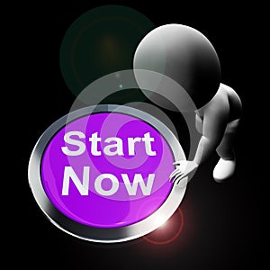 Start now button means commence launch and take action - 3d illustration