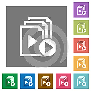 Start playlist square flat icons