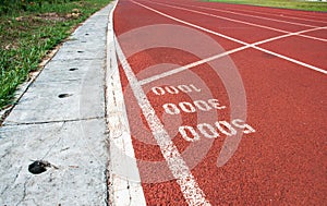 Start point for one three and five thoudsand on running track