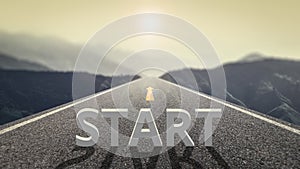 START point on the road of business or your life success. The beginning to victory photo