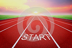 Start point with sunrise background