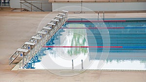 Start position in competition swimming pool.