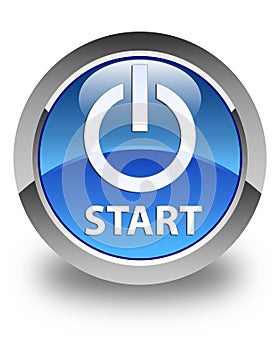 Start (power icon) glossy blue round button