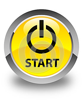 Start (power icon) glossy yellow round button