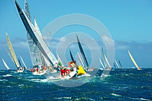 Start regatta sailing yachts. Sailing. Luxury yacht.