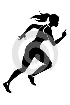Start running sprint female athlete black, carton 