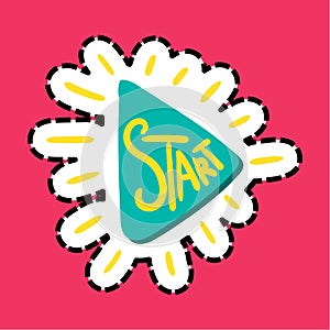 Start stitched frame flat color illustration