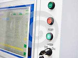 Start and stop buttons on device