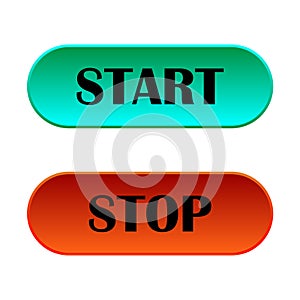 Start and stop buttons. Web buttons. Press button icon vector. UI button concept. Vector illustration