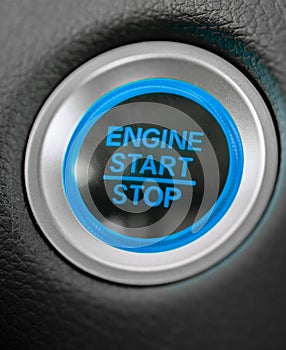 Start stop engine car blue button