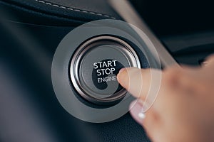 Start stop engine modern new car button