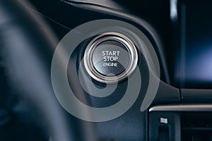 Start stop engine modern new car button