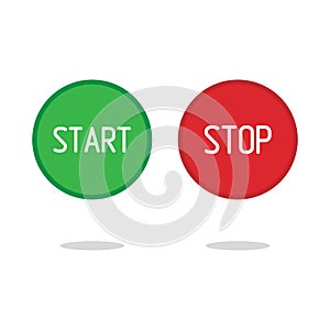 Start Stop Glossy Button, Vector illustration