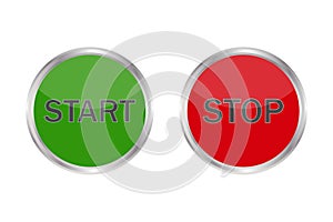 Start and stop glossy buttons. Green and red web icon