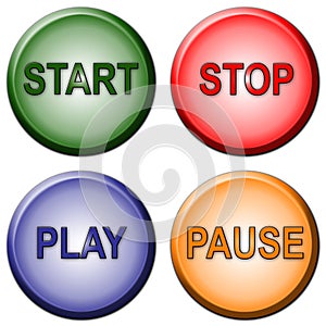 Start Stop Play Pause Buttons