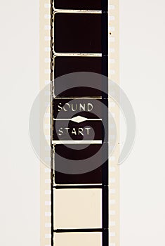 Start text message sign on movie film strip concept of opening words