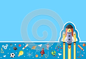 Start up concept. rocket flying education concept