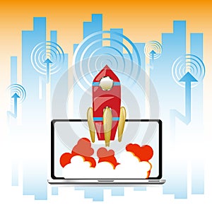 Start Up Concept Space Roket Modern Flat Design,Project