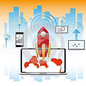 Start Up Concept Space Roket Modern Flat Design,Project start up