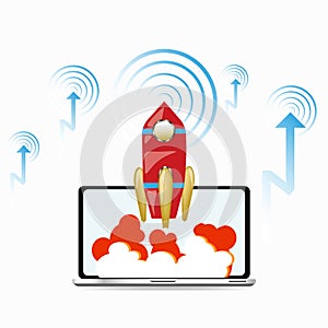 Start Up Concept Space Roket Modern Flat Design,Project start up