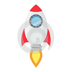Start up flat line icon, business and rocket