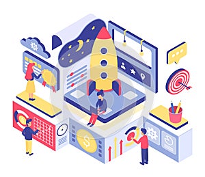 Start up isometric vector illustration