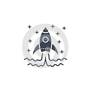 Start Up related vector glyph icon.