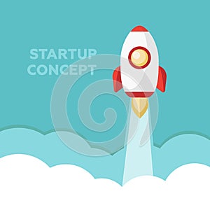 Start Up. Rocket ship. Flat design modern illustration concept of new business project start up