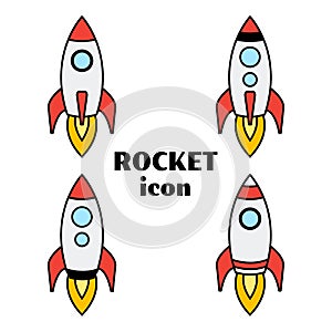 Start up. Set of rocket icons. Vector illustration