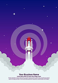 Start up Simple Rocket web design, Responsive web design flat vector, design technology template