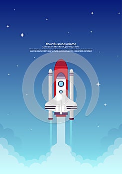 Start up Simple Rocket web design, Responsive web design flat vector, design technology template