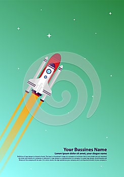 Start up Simple Rocket web design, Responsive web design flat vector, design technology template