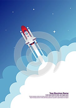 Start up Simple Rocket web design, Responsive web design flat vector, design technology template