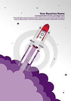 Start up Simple Rocket web design, Responsive web design flat vector, design technology template