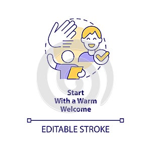 Start with warm welcome concept icon