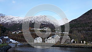 Hellesylt on Sunnylven fjord in Norway photo